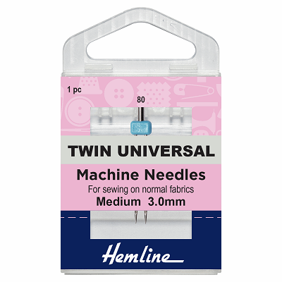 H110.30 Sewing Machine Needles: Twin Universal: 80/12, 3mm: 1 Piece 